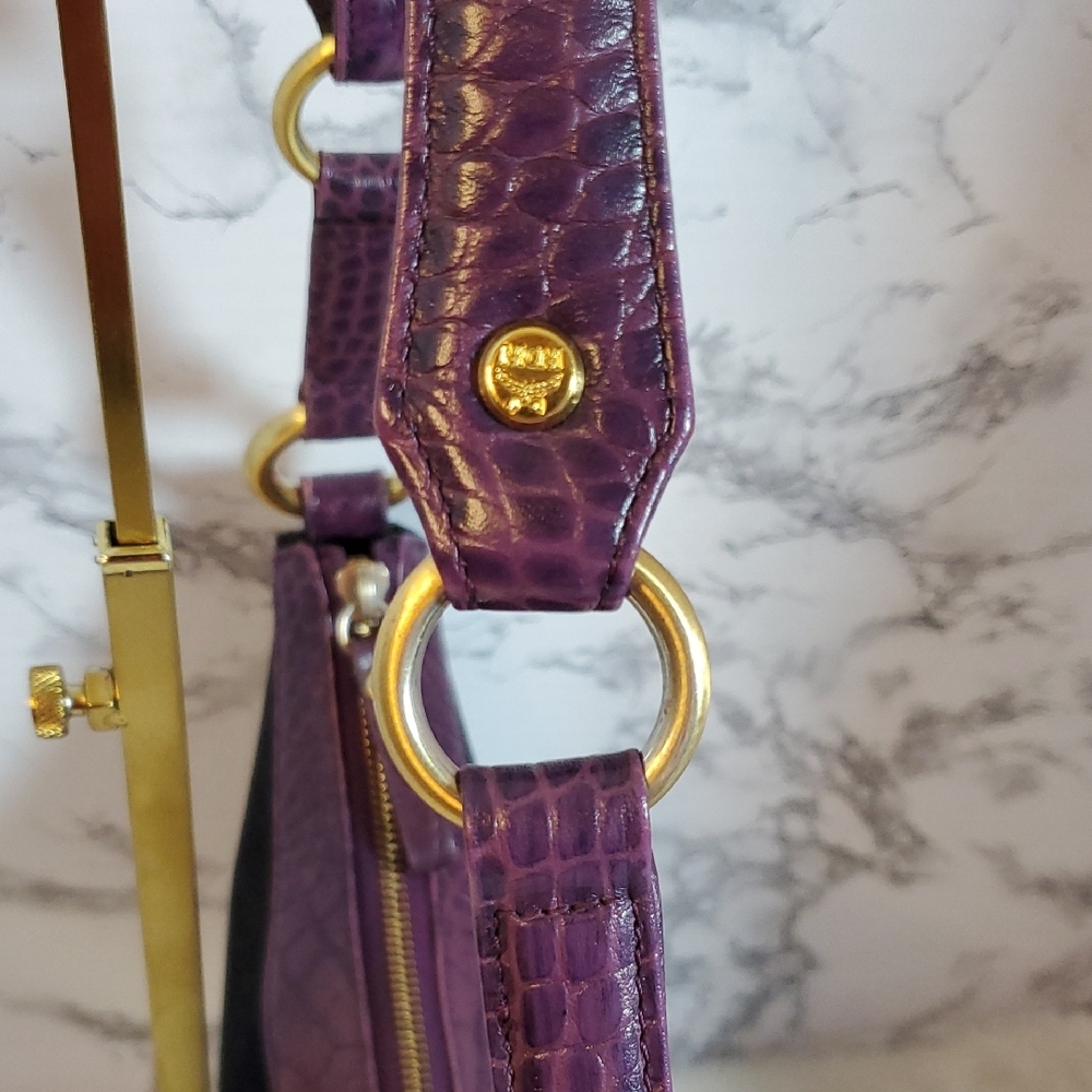 MCM Black and Purple Hobo Shoulder Bag EUC - Picture 8 of 12